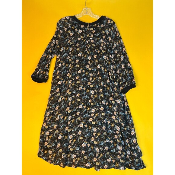 DR2 By Daniel Rainn Floral Long Sleeve Black A-Line Dress Womens M High Low NWT - Picture 4 of 4